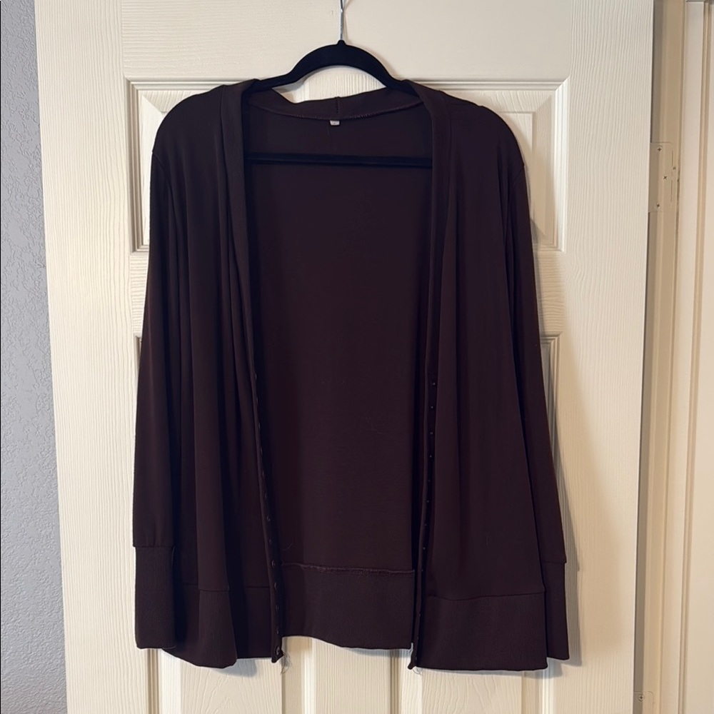 Brown Open Front Cardigan